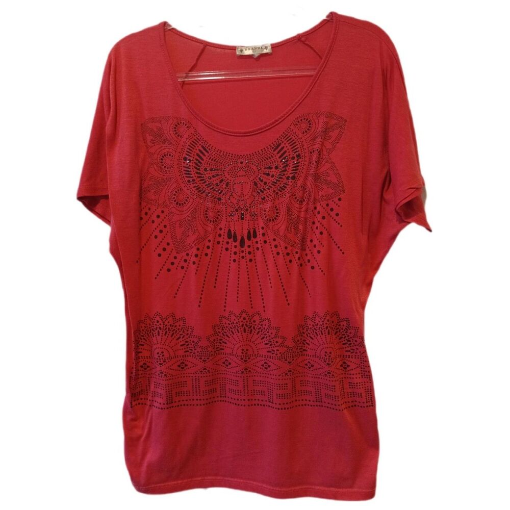 Agency Short Sleeve Burnt Sienna Ruched Side Tee Size L